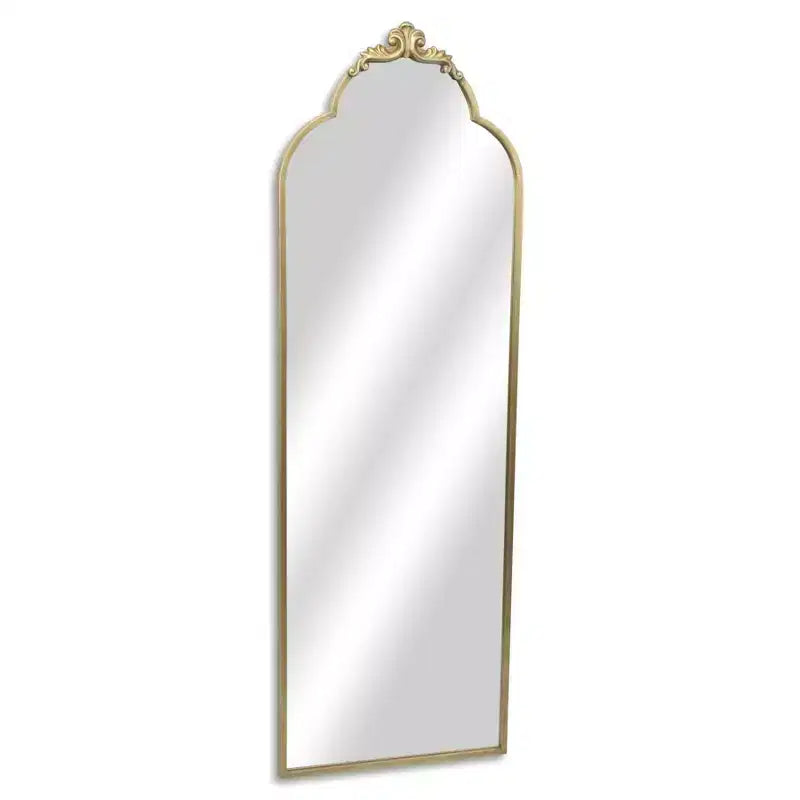 Miroir mural pleine longueur, arche en métal doré, 65 po