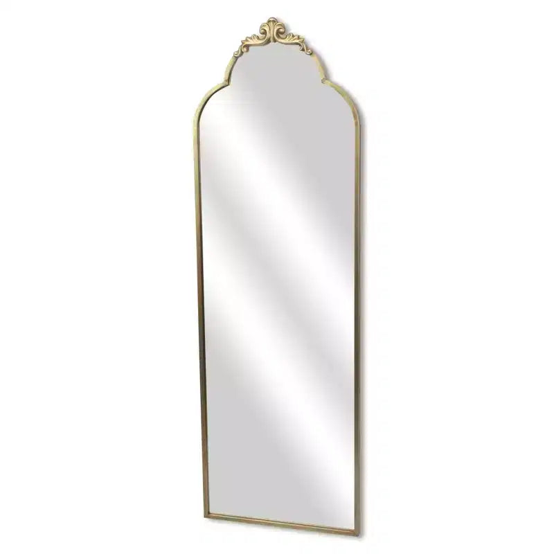 Miroir mural pleine longueur, arche en métal doré, 65 po