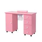Table de manucure blanche 4 tiroirs en MDF de 42,5 po avec armoire, portes et collecteur de poussière électrique