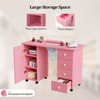Table de manucure blanche 4 tiroirs en MDF de 42,5 po avec armoire, portes et collecteur de poussière électrique