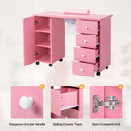 Table de manucure blanche 4 tiroirs en MDF de 42,5 po avec armoire, portes et collecteur de poussière électrique