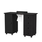 Table de manucure blanche 4 tiroirs en MDF de 42,5 po avec armoire, portes et collecteur de poussière électrique