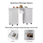 Table de manucure blanche 4 tiroirs en MDF de 42,5 po avec armoire, portes et collecteur de poussière électrique