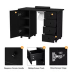 Table de manucure blanche 4 tiroirs en MDF de 42,5 po avec armoire, portes et collecteur de poussière électrique
