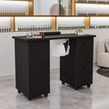 Table de manucure blanche 4 tiroirs en MDF de 42,5 po avec armoire, portes et collecteur de poussière électrique