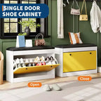 Banc à Chaussures, Banc de Rangement à Chaussures de 80 cm avec Tiroir Basculant et Coussin en PU, Meuble à Chaussures Moderne pour Entrée