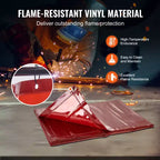 Écran de soudage avec cadre, écran de rideau de soudage de 1,8 x 2,4 m, écran de protection de soudage en vinyle ignifuge sur 4 roulettes pivotantes (dont 2 verrouillables), rouge