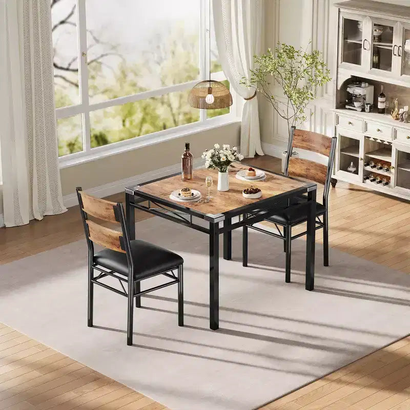 Table à manger pour 4 personnes, table de salle à manger, table et chaises de cuisine en bois avec chaises rembourrées pour cuisine, appartement