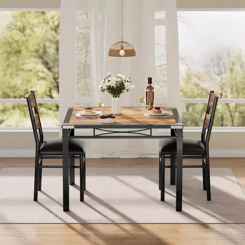 Table à manger pour 4 personnes, table de salle à manger, table et chaises de cuisine en bois avec chaises rembourrées pour cuisine, appartement
