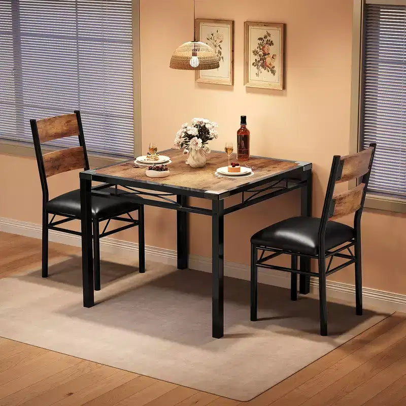 Table à manger pour 4 personnes, table de salle à manger, table et chaises de cuisine en bois avec chaises rembourrées pour cuisine, appartement