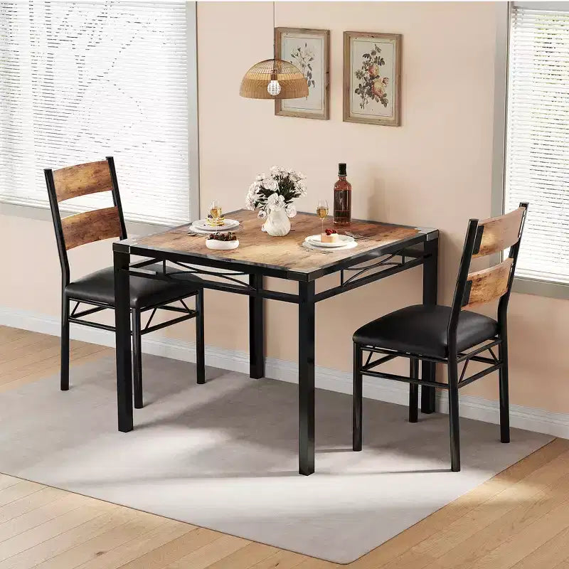 Table à manger pour 4 personnes, table de salle à manger, table et chaises de cuisine en bois avec chaises rembourrées pour cuisine, appartement