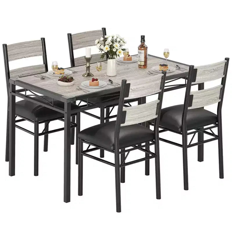 Table à manger pour 4 personnes, table de salle à manger, table et chaises de cuisine en bois avec chaises rembourrées pour cuisine, appartement