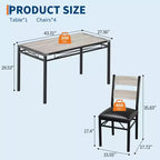 Table à manger pour 4 personnes, table de salle à manger, table et chaises de cuisine en bois avec chaises rembourrées pour cuisine, appartement