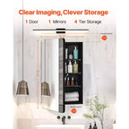 Armoire à pharmacie, 16,5 x 27,5 pouces, Armoire à pharmacie de salle de bain avec miroir, cadre en aluminium, étagères réglables à 3 niveaux, noire