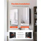 Armoire à pharmacie, 16,5 x 27,5 pouces, Armoire à pharmacie de salle de bain avec miroir, cadre en aluminium, étagères réglables à 3 niveaux, noire