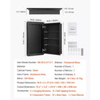 Armoire à pharmacie, 16,5 x 27,5 pouces, Armoire à pharmacie de salle de bain avec miroir, cadre en aluminium, étagères réglables à 3 niveaux, noire