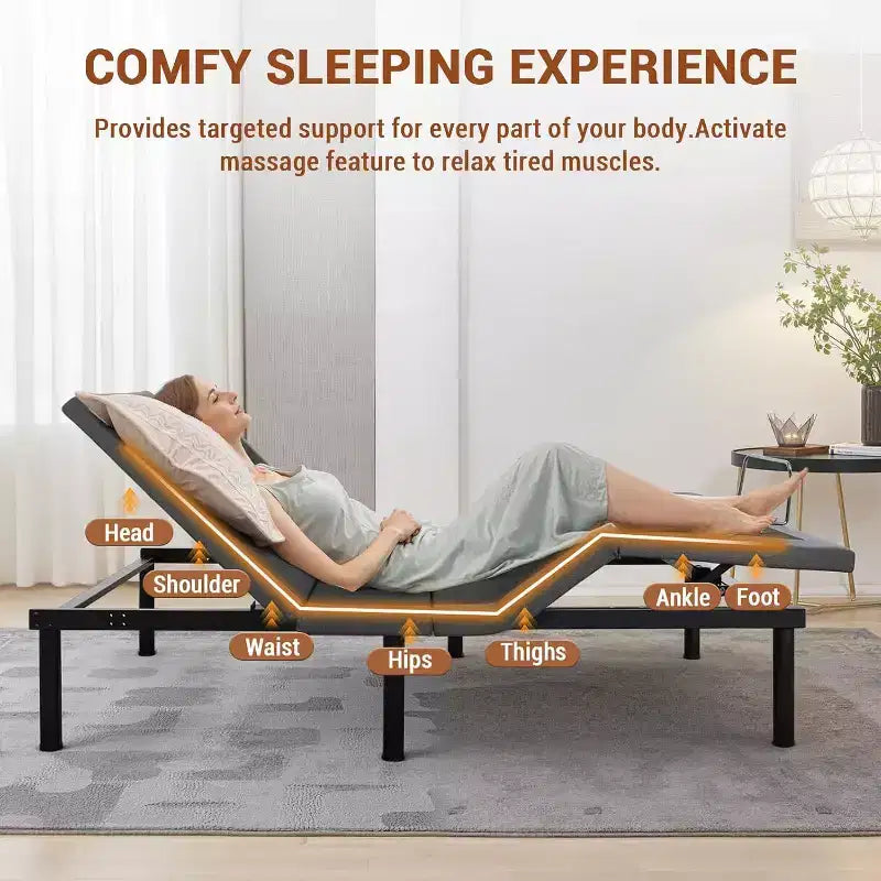 Lit réglable Queen - Massage et chargement USB