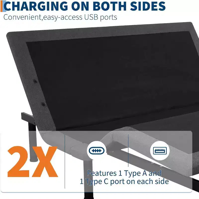 Lit réglable Queen - Massage et chargement USB