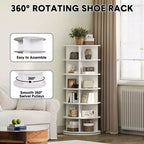Tour de rangement rotative pour chaussures, organisateur de chaussures rotatif à 360°, étagère rotative de grande capacité, carrousel rond, bibliothèque, support de sacs à main