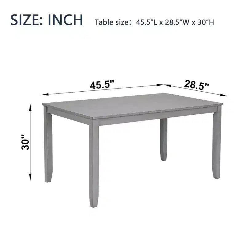 Table à manger rectangulaire en bois de 45,5/34,5 pouces, table de cuisine pour 4 personnes, petit espace, grise