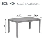 Table à manger rectangulaire en bois de 45,5/34,5 pouces, table de cuisine pour 4 personnes, petit espace, grise