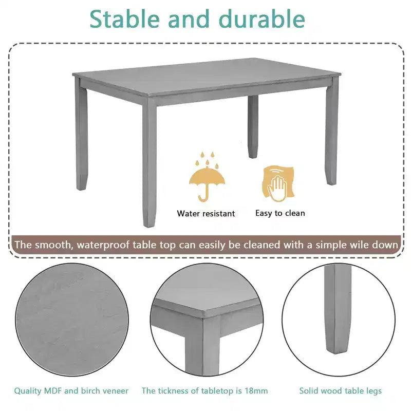 Table à manger rectangulaire en bois de 45,5/34,5 pouces, table de cuisine pour 4 personnes, petit espace, grise