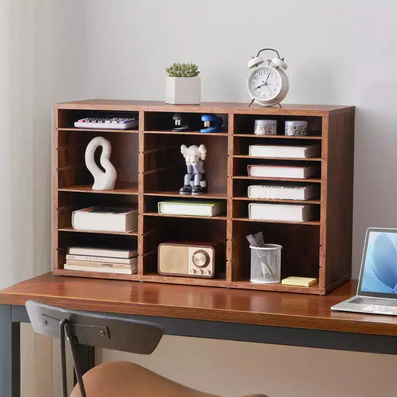 Organisateur de documents, 24 compartiments pour bureau, avec étagères amovibles, trieur en bois aggloméré, marron