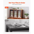 Organisateur de documents, 24 compartiments pour bureau, avec étagères amovibles, trieur en bois aggloméré, marron