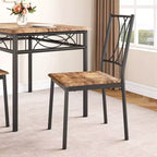 Table et chaises de cuisine, ensemble de table à manger pour 4 personnes avec chaises, ensemble de table de cuisine rectangulaire en métal et bois