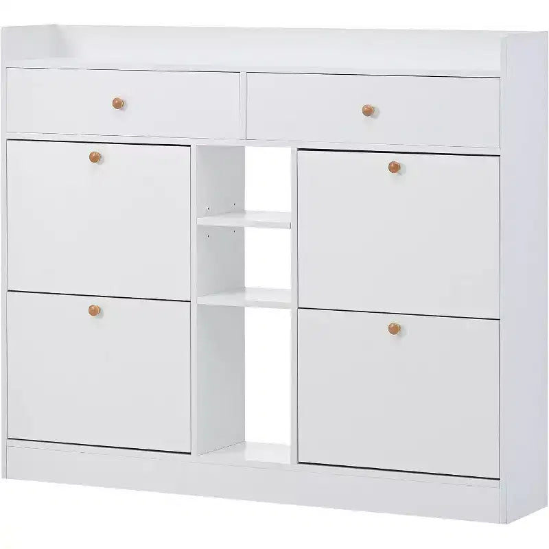 Meuble à chaussures moderne, organisateur de chaussures à tiroirs basculants à 3 niveaux, peut contenir 19 paires, rangement pour entrée, 50,7x9,4x42,5, design minimaliste