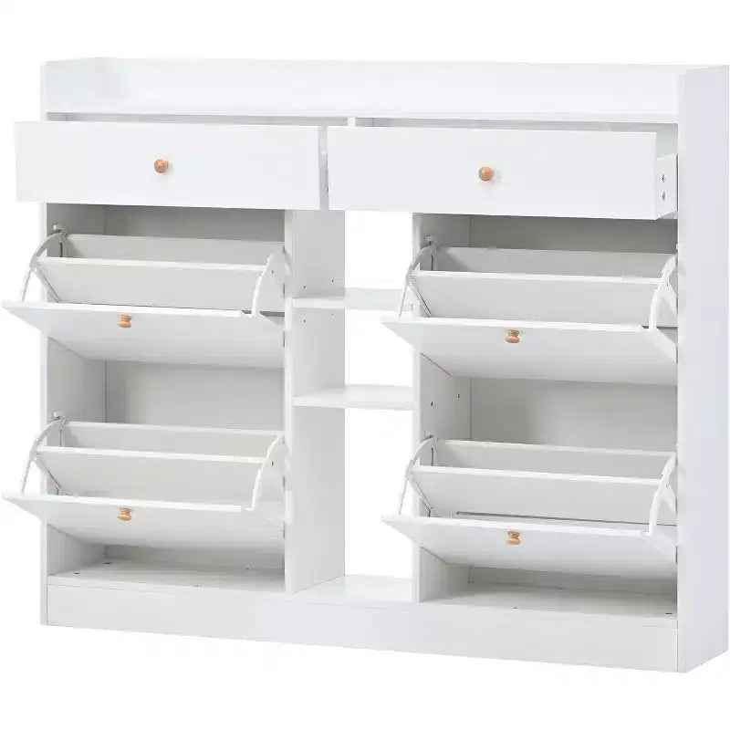 Meuble à chaussures moderne, organisateur de chaussures à tiroirs basculants à 3 niveaux, peut contenir 19 paires, rangement pour entrée, 50,7x9,4x42,5, design minimaliste