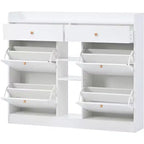 Meuble à chaussures moderne, organisateur de chaussures à tiroirs basculants à 3 niveaux, peut contenir 19 paires, rangement pour entrée, 50,7x9,4x42,5, design minimaliste