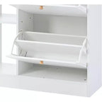 Meuble à chaussures moderne, organisateur de chaussures à tiroirs basculants à 3 niveaux, peut contenir 19 paires, rangement pour entrée, 50,7x9,4x42,5, design minimaliste