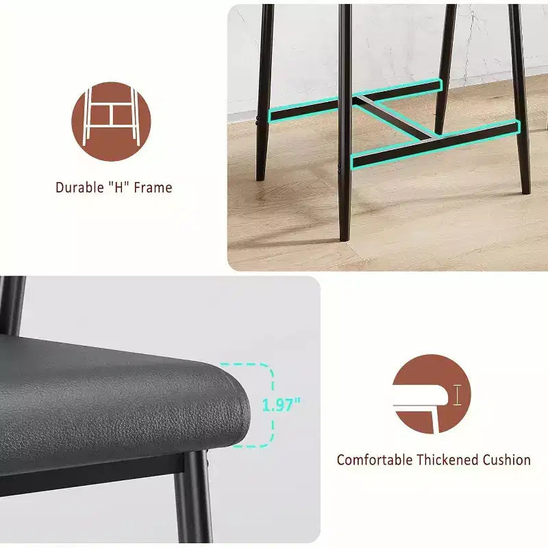 Tabourets de bar à hauteur de comptoir avec accoudoirs, assise et dossier larges rembourrés, structure métallique avec repose-pieds pour îlot de cuisine, marron rustique