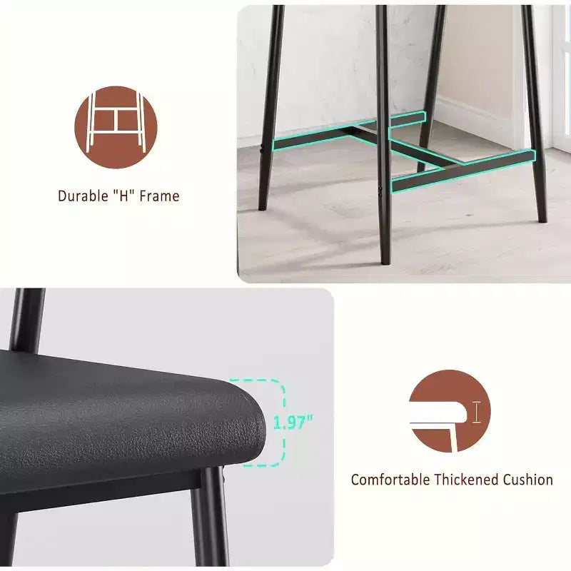 Tabourets de bar à hauteur de comptoir avec accoudoirs, assise et dossier larges rembourrés, structure métallique avec repose-pieds pour îlot de cuisine, marron rustique