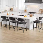 Tabourets de bar à hauteur de comptoir avec accoudoirs, assise et dossier larges rembourrés, structure métallique avec repose-pieds pour îlot de cuisine, marron rustique