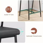 Tabourets de bar à hauteur de comptoir avec accoudoirs, assise et dossier larges rembourrés, structure métallique avec repose-pieds pour îlot de cuisine, marron rustique