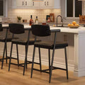 Acekool Counter Height Bar Stools Set of 2 with Arms, Upholstered Wide Seat & Back, Metal Frame with Footrest for Kitchen Island, Rustic Brown
