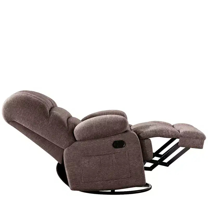 Fauteuil inclinable pivotant et à bascule surdimensionné marron pour salon d'adultes