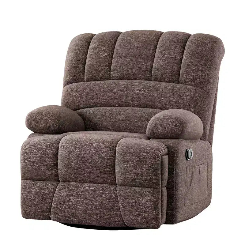 Fauteuil inclinable pivotant et à bascule surdimensionné marron pour salon d'adultes
