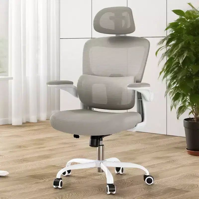 Chaise de bureau ergonomique à dossier haut avec accoudoirs relevables et soutien lombaire réglable
