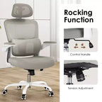 Chaise de bureau ergonomique à dossier haut avec accoudoirs relevables et soutien lombaire réglable