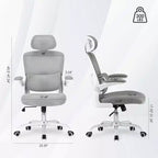 Chaise de bureau ergonomique à dossier haut avec accoudoirs relevables et soutien lombaire réglable