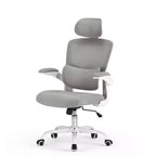 Chaise de bureau ergonomique à dossier haut avec accoudoirs relevables et soutien lombaire réglable