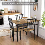 Salle à manger rustique - Table et 4 chaises avec étagère de rangement