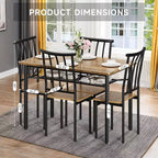 Salle à manger rustique - Table et 4 chaises avec étagère de rangement