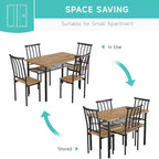 Salle à manger rustique - Table et 4 chaises avec étagère de rangement