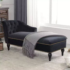 58'' Velvet Chaise Lounge, Button Tufted Right Arm Facing Lounge Chair with Nailhead Trim & Solid Wood Legs for Living Room or Office