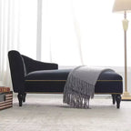 Méridienne en velours de 58 po, chaise longue à accoudoir droit capitonnée avec clous décoratifs et pieds en bois massif pour le salon ou le bureau