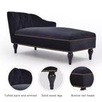 Méridienne en velours de 58 po, chaise longue à accoudoir droit capitonnée avec clous décoratifs et pieds en bois massif pour le salon ou le bureau